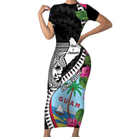 Biba Guam Liberation Day Short Sleeve Bodycon Dress Tano y Chamoru Latte Stone Black