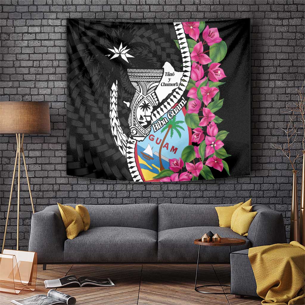 Biba Guam Liberation Day Tapestry Tano y Chamoru Latte Stone Black