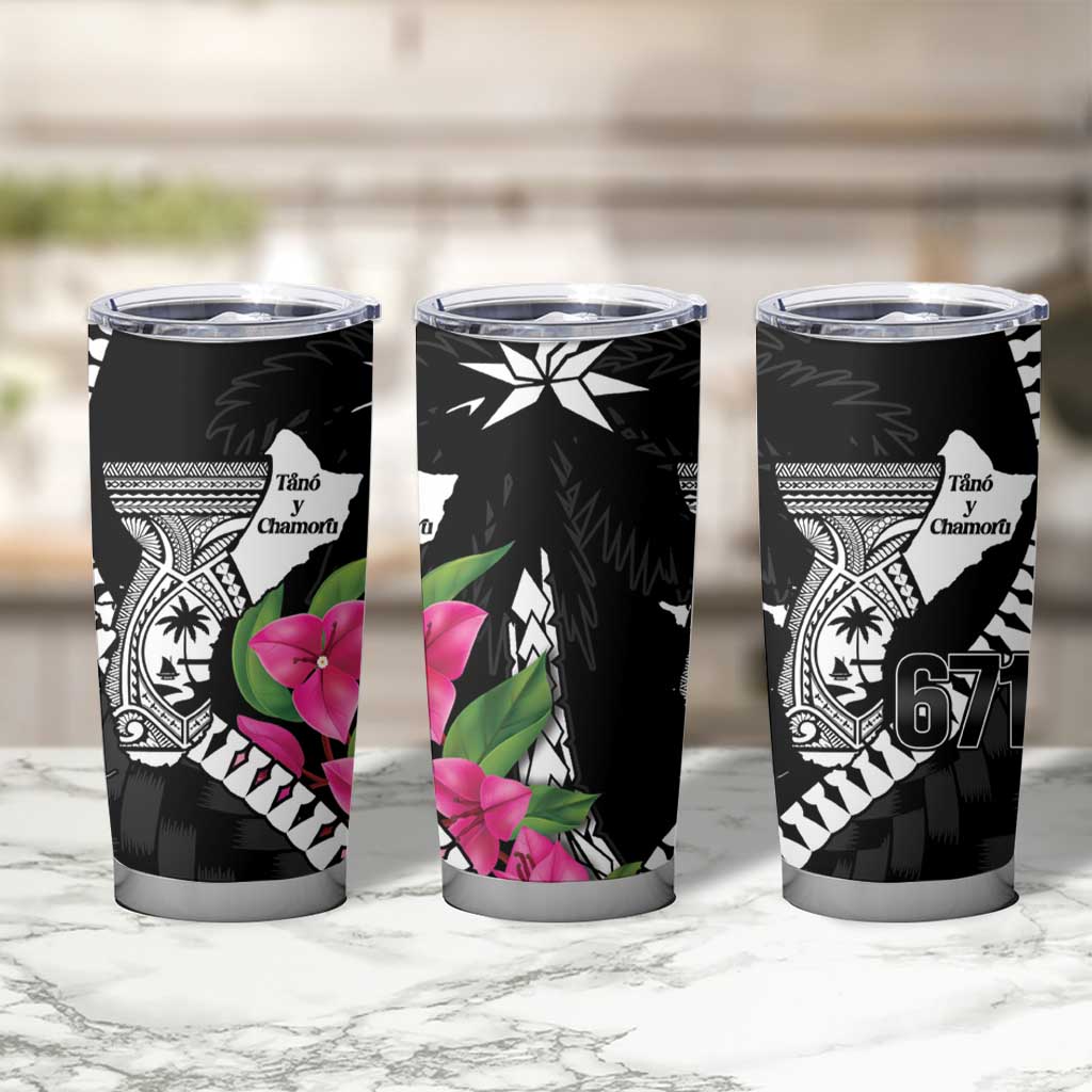 Biba Guam Liberation Day Tumbler Cup Tano y Chamoru Latte Stone Black