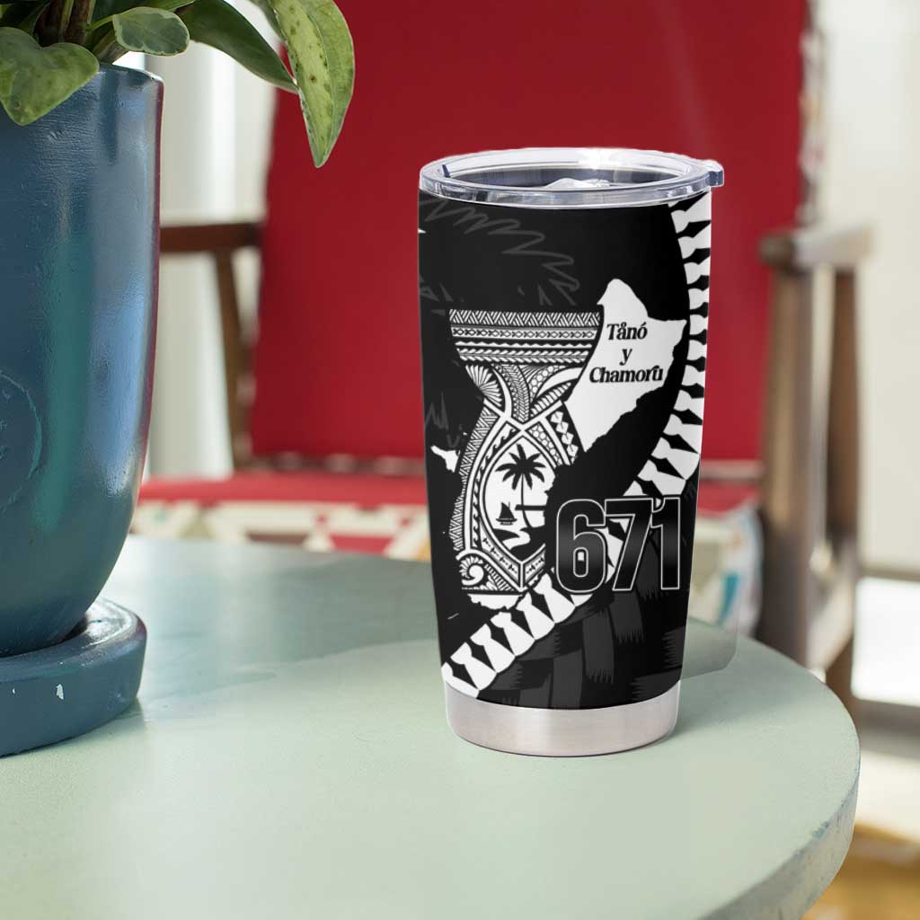 Biba Guam Liberation Day Tumbler Cup Tano y Chamoru Latte Stone Black