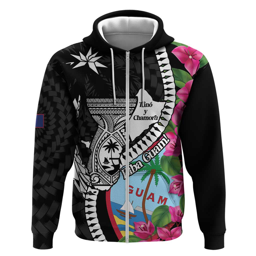 Biba Guam Liberation Day Zip Hoodie Tano y Chamoru Latte Stone Black