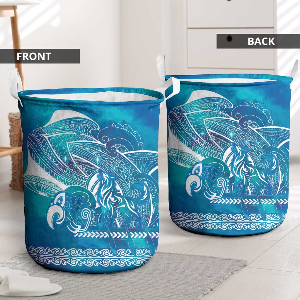Kuri Dog Waka New Zealand Matariki Laundry Basket Ocean Sharks Maori Tattoo LT14 - Polynesian Pride
