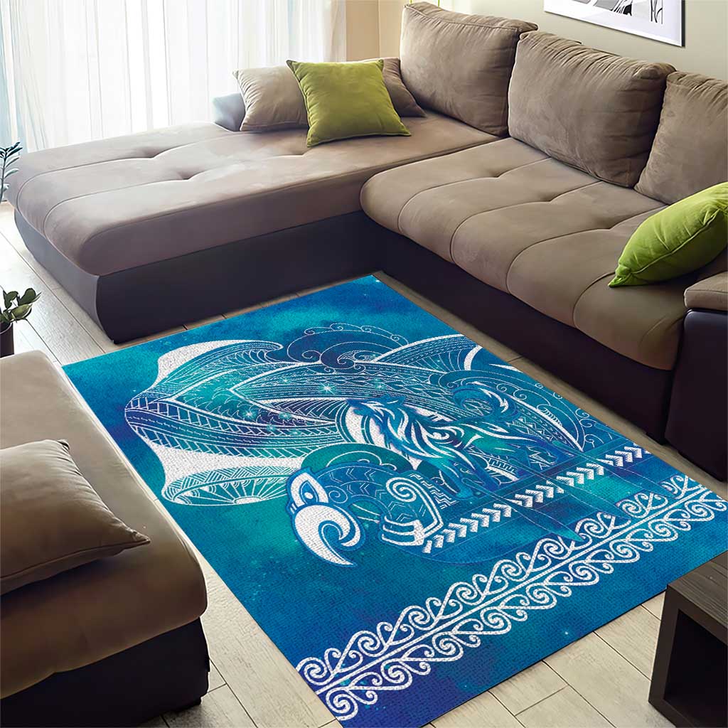 Kuri Dog Waka New Zealand Matariki Area Rug Ocean Sharks Maori Tattoo