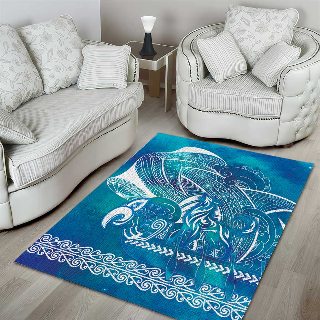 Kuri Dog Waka New Zealand Matariki Area Rug Ocean Sharks Maori Tattoo