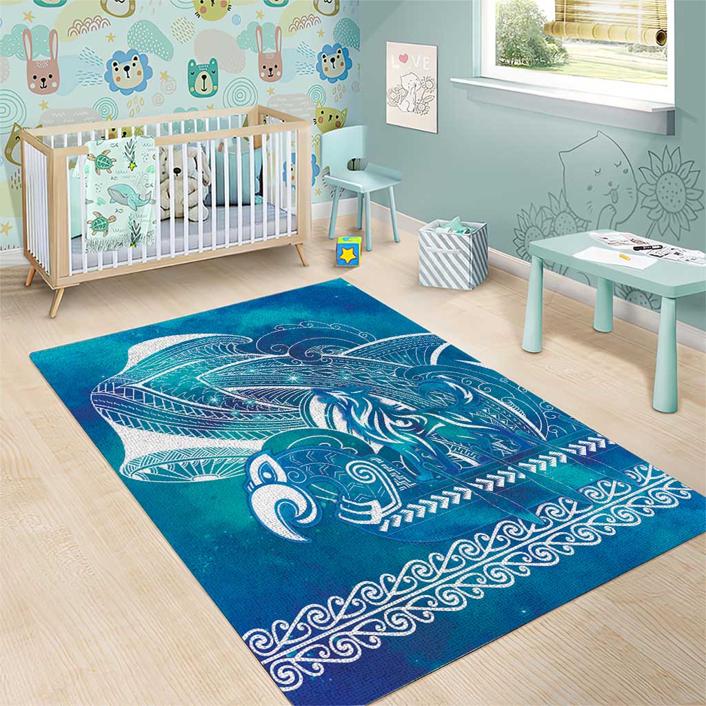 Kuri Dog Waka New Zealand Matariki Area Rug Ocean Sharks Maori Tattoo