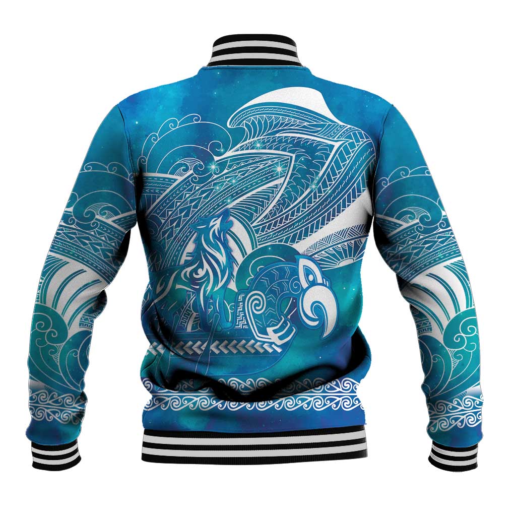 Kuri Dog Waka New Zealand Matariki Baseball Jacket Ocean Sharks Maori Tattoo LT14 - Polynesian Pride