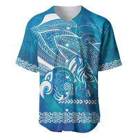 Kuri Dog Waka New Zealand Matariki Baseball Jersey Ocean Sharks Maori Tattoo LT14 Blue - Polynesian Pride