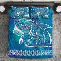 Kuri Dog Waka New Zealand Matariki Bedding Set Ocean Sharks Maori Tattoo LT14 Blue - Polynesian Pride