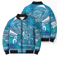 Kuri Dog Waka New Zealand Matariki Bomber Puffer Jacket Ocean Sharks Maori Tattoo LT14 - Polynesian Pride