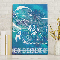 Kuri Dog Waka New Zealand Matariki Canvas Wall Art Ocean Sharks Maori Tattoo LT14 Without Frame Blue - Polynesian Pride