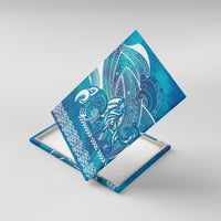 Kuri Dog Waka New Zealand Matariki Canvas Wall Art Ocean Sharks Maori Tattoo LT14 With Frame Blue - Polynesian Pride