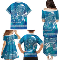 Kuri Dog Waka New Zealand Matariki Family Matching Puletasi and Hawaiian Shirt Ocean Sharks Maori Tattoo LT14 - Polynesian Pride