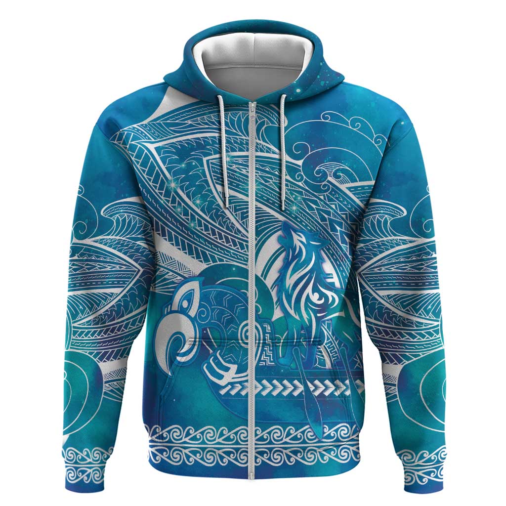 Kuri Dog Waka New Zealand Matariki Hoodie Ocean Sharks Maori Tattoo