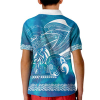 Kuri Dog Waka New Zealand Matariki Kid Polo Shirt Ocean Sharks Maori Tattoo LT14 - Polynesian Pride