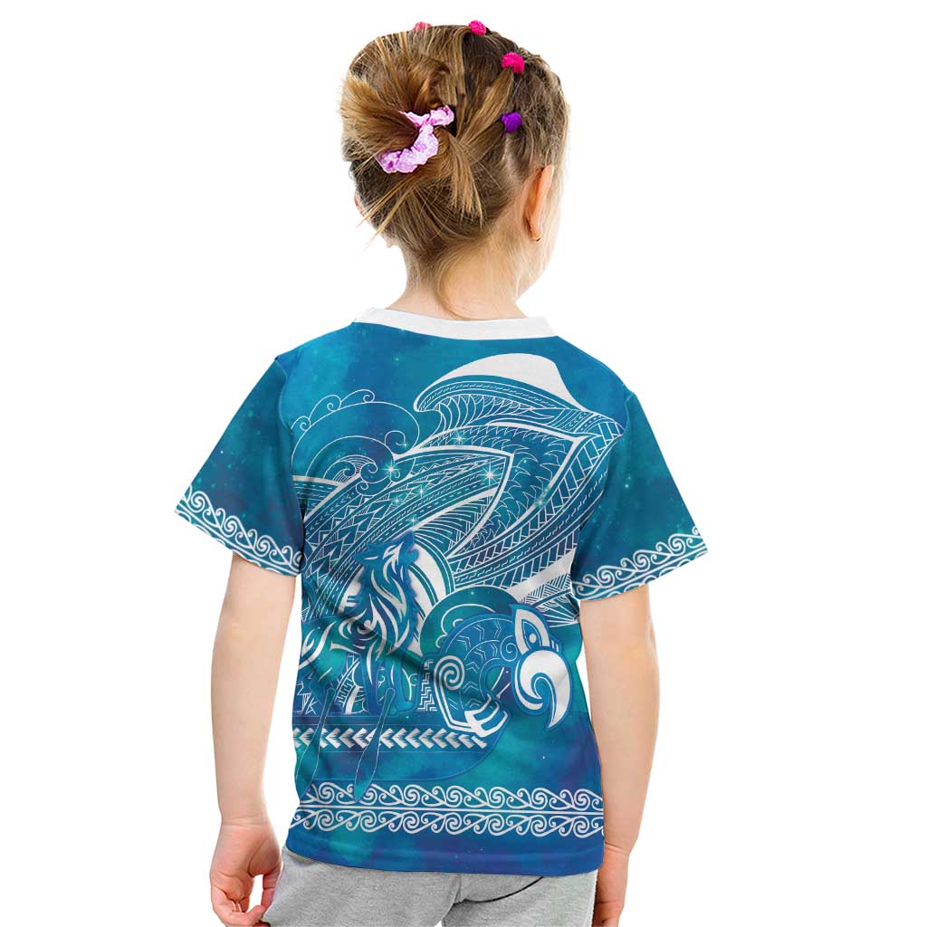 Kuri Dog Waka New Zealand Matariki Kid T Shirt Ocean Sharks Maori Tattoo