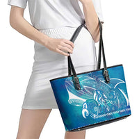 Kuri Dog Waka New Zealand Matariki Leather Tote Bag Ocean Sharks Maori Tattoo
