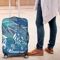 Kuri Dog Waka New Zealand Matariki Luggage Cover Ocean Sharks Maori Tattoo LT14 Blue - Polynesian Pride