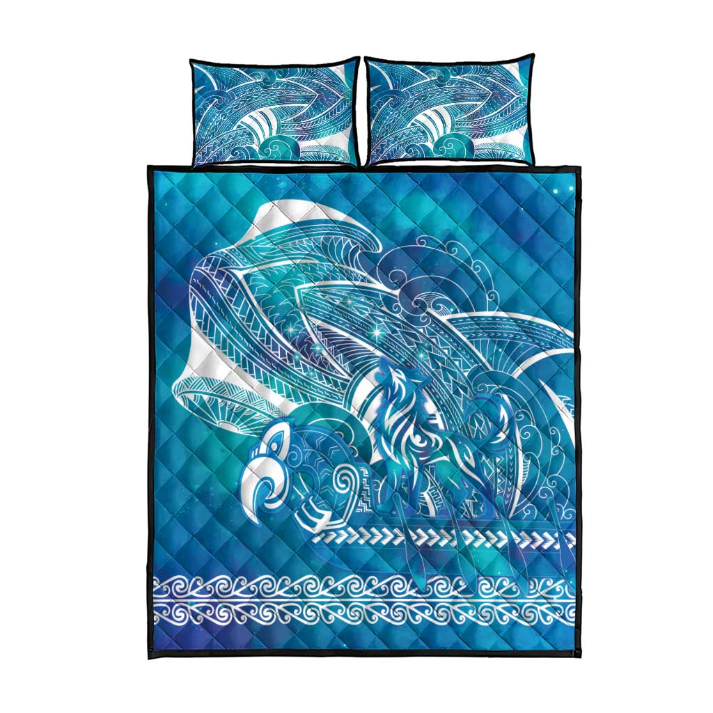 Kuri Dog Waka New Zealand Matariki Quilt Bed Set Ocean Sharks Maori Tattoo LT14 - Polynesian Pride