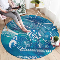 Kuri Dog Waka New Zealand Matariki Round Carpet Ocean Sharks Maori Tattoo LT14 - Polynesian Pride