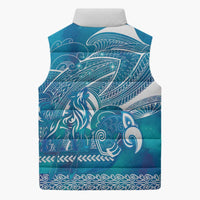 Kuri Dog Waka New Zealand Matariki Sleeveless Puffer Jacket Ocean Sharks Maori Tattoo LT14 - Polynesian Pride