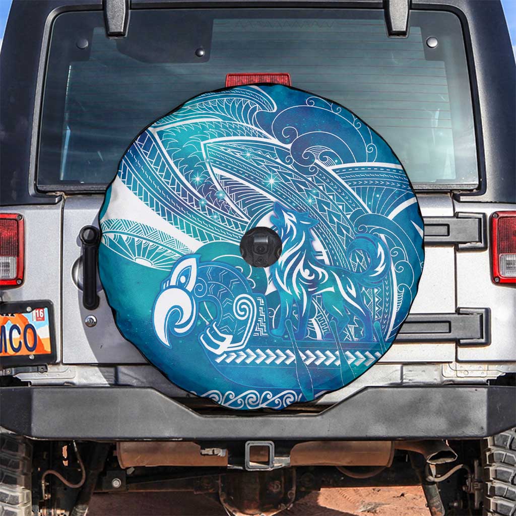 Kuri Dog Waka New Zealand Matariki Spare Tire Cover Ocean Sharks Maori Tattoo