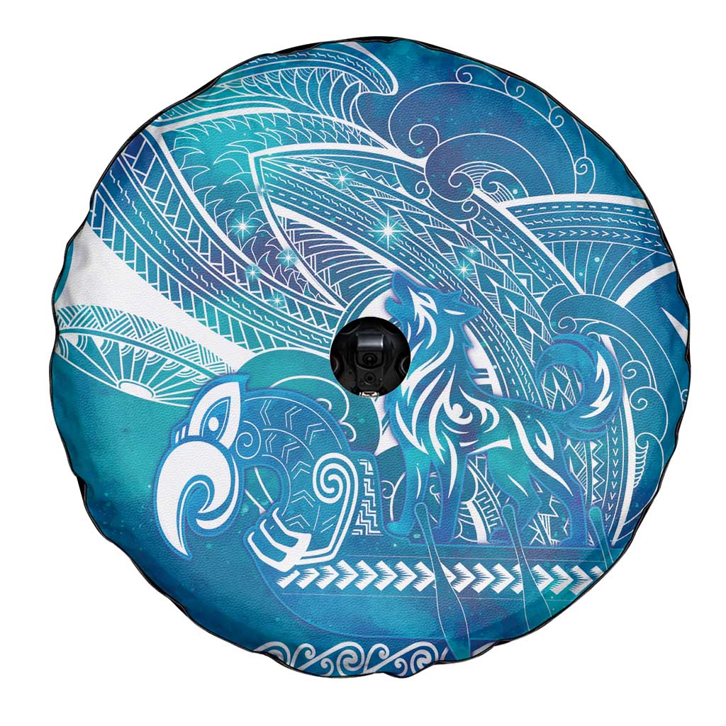Kuri Dog Waka New Zealand Matariki Spare Tire Cover Ocean Sharks Maori Tattoo