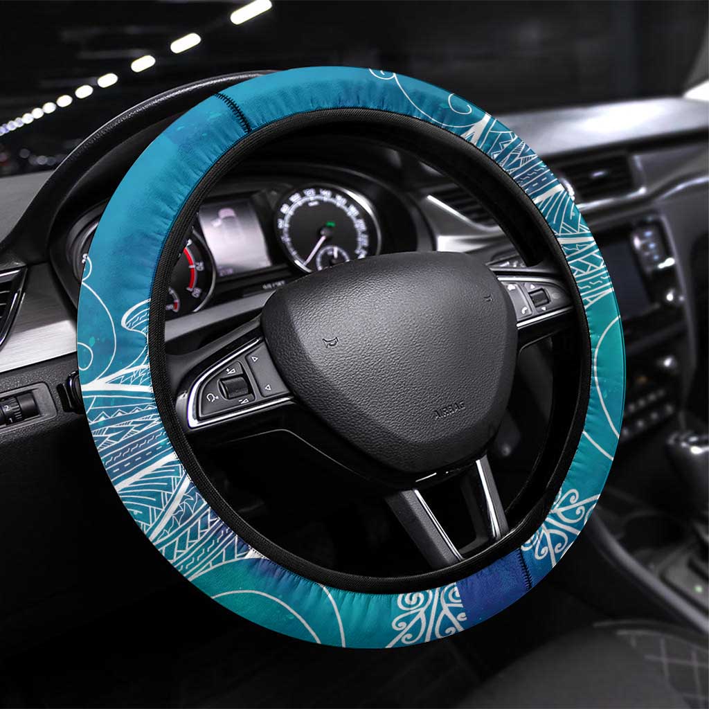Kuri Dog Waka New Zealand Matariki Steering Wheel Cover Ocean Sharks Maori Tattoo