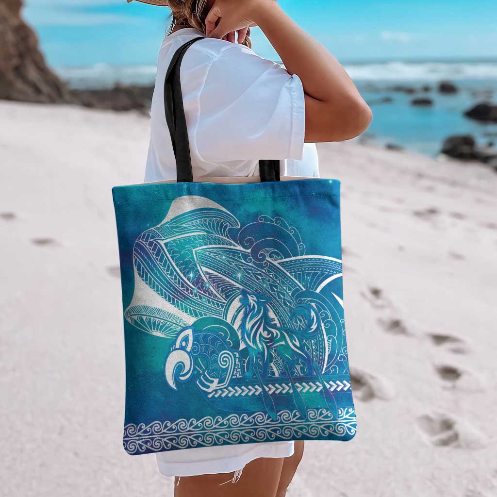 Kuri Dog Waka New Zealand Matariki Tote Bag Ocean Sharks Maori Tattoo