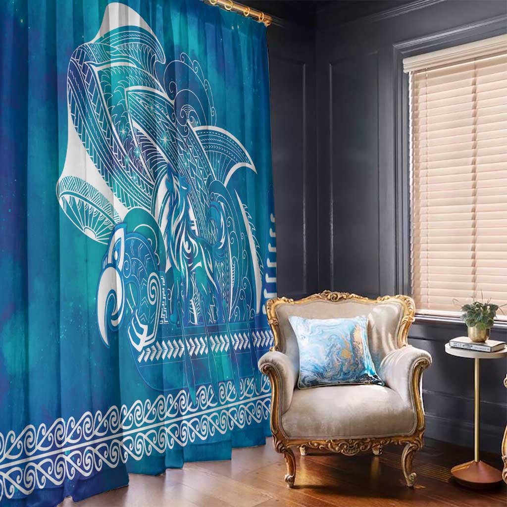 Kuri Dog Waka New Zealand Matariki Window Curtain Ocean Sharks Maori Tattoo LT14 - Polynesian Pride