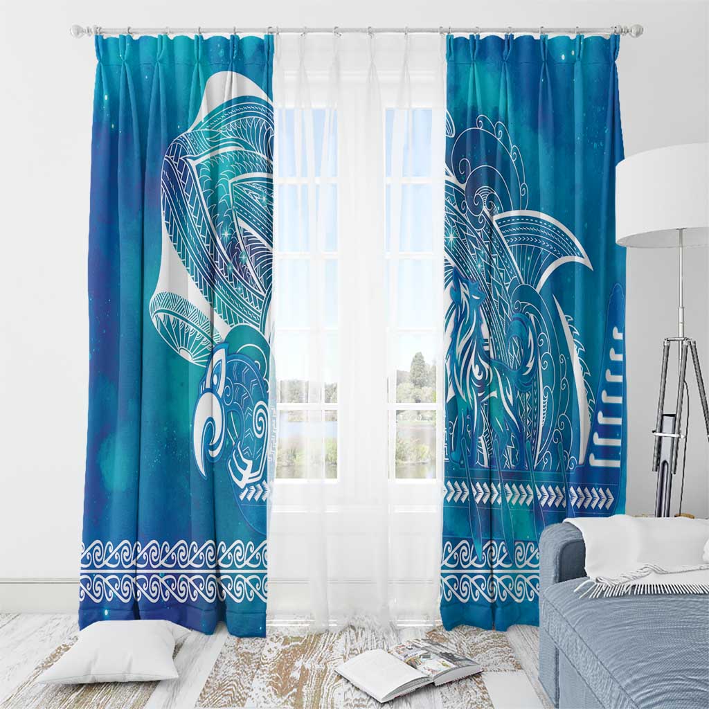 Kuri Dog Waka New Zealand Matariki Window Curtain Ocean Sharks Maori Tattoo LT14 - Polynesian Pride