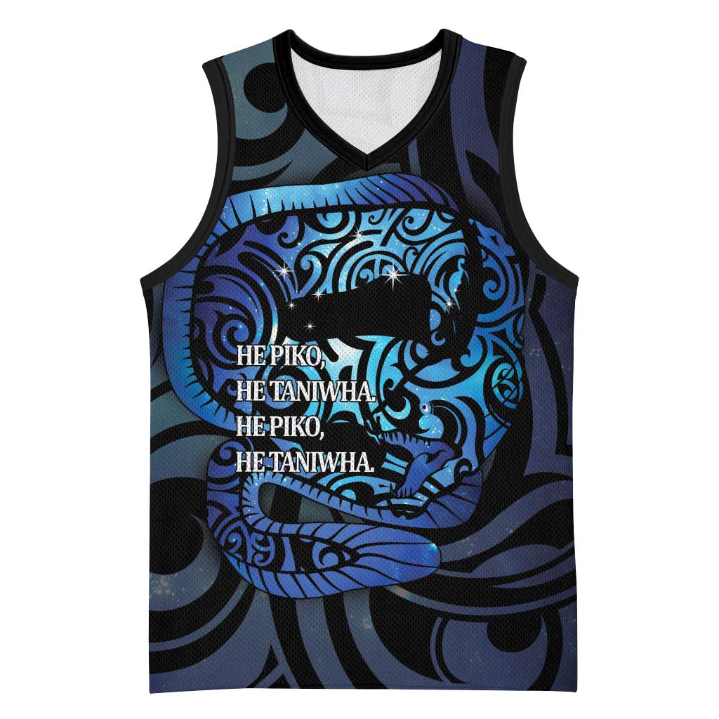 Tuna Eel New Zealand Matariki Basketball Jersey He Piko He Taniwha Maori Pattern