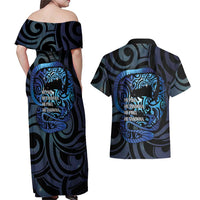 Tuna Eel New Zealand Matariki Couples Matching Off Shoulder Maxi Dress and Hawaiian Shirt He Piko He Taniwha Maori Pattern LT14 - Polynesian Pride