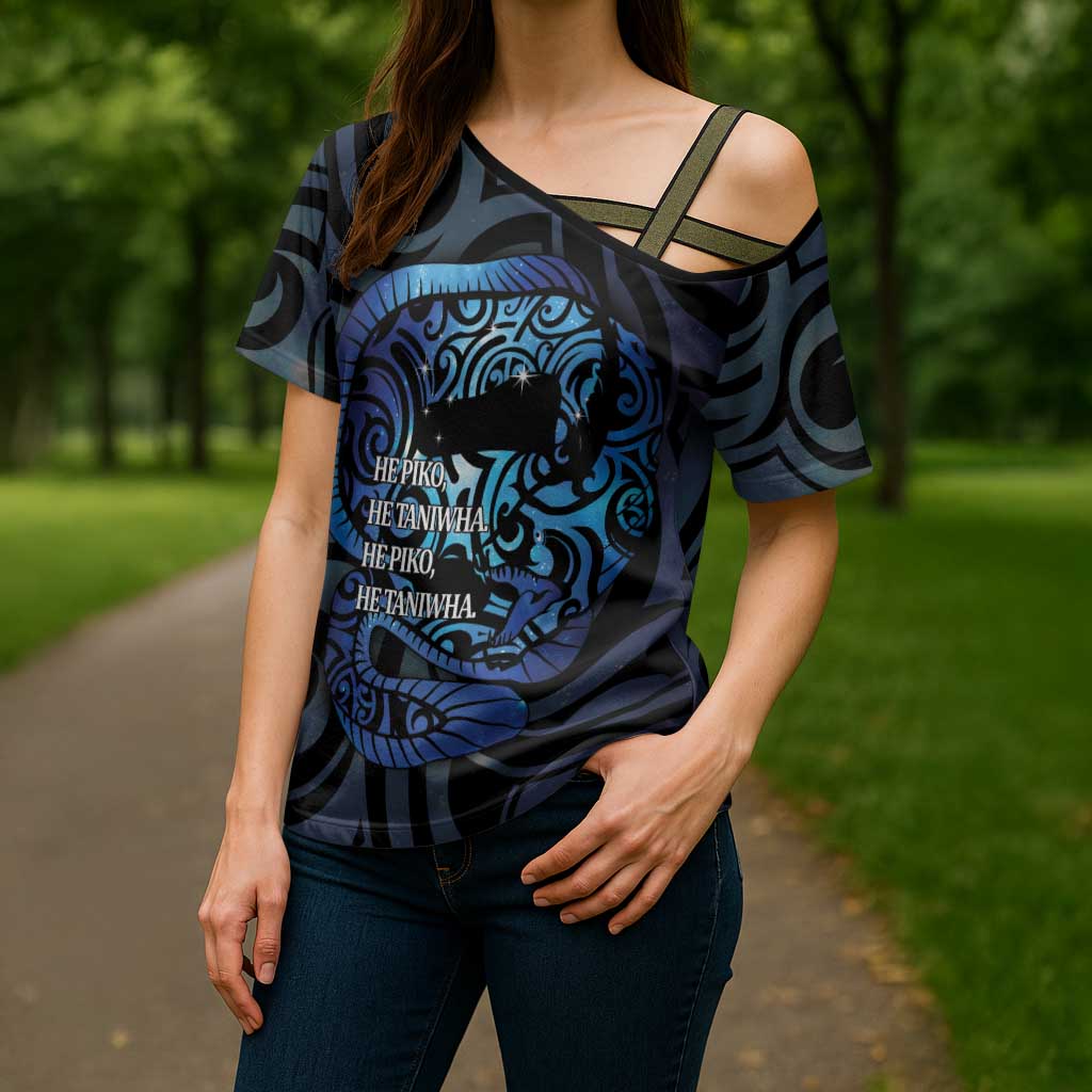 Tuna Eel New Zealand Matariki Cross Shoulder Shirt He Piko He Taniwha Maori Pattern