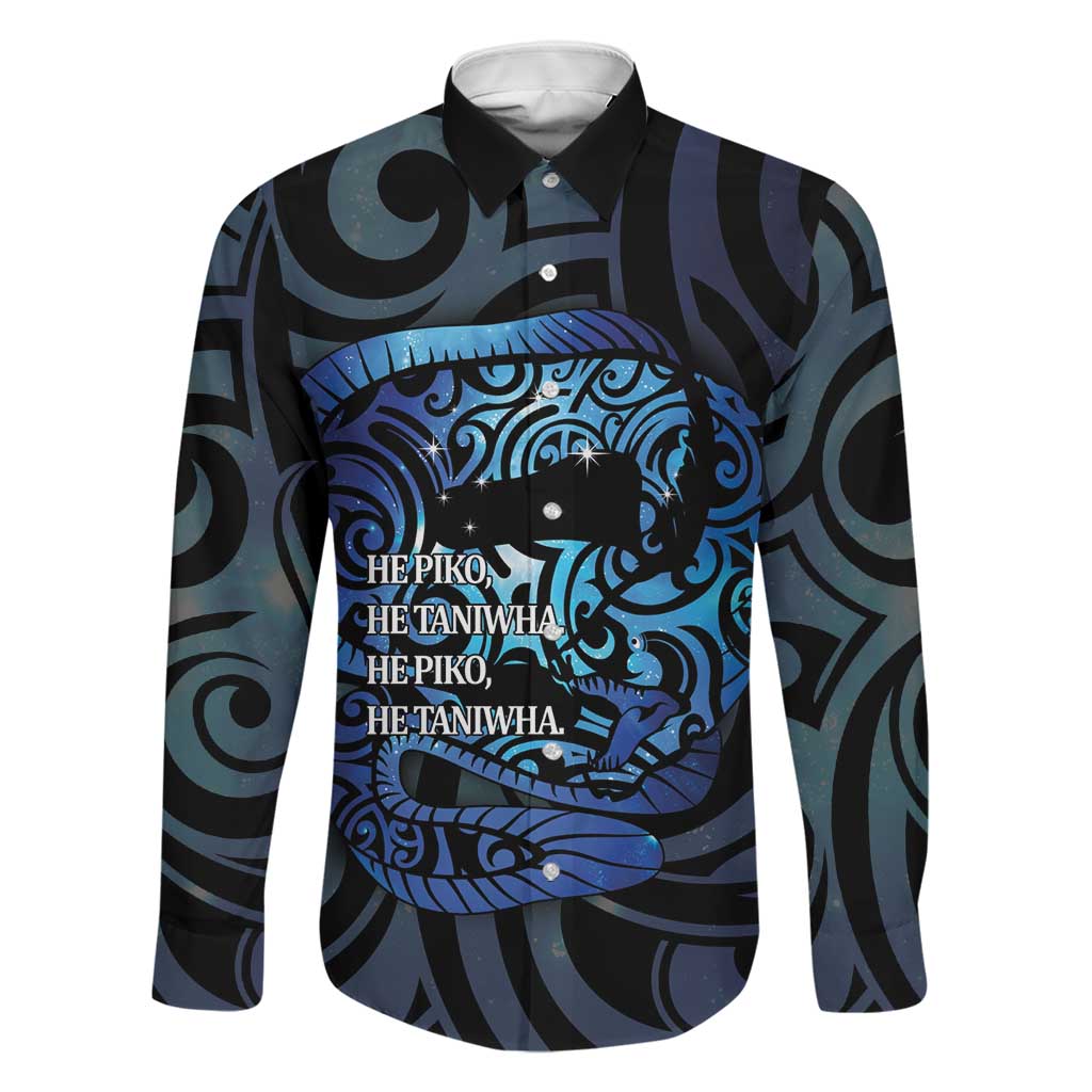 Tuna Eel New Zealand Matariki Family Matching Off Shoulder Short Dress and Hawaiian Shirt He Piko He Taniwha Maori Pattern LT14 Dad's Shirt - Long Sleeve Purple - Polynesian Pride