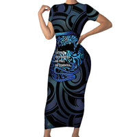 Tuna Eel New Zealand Matariki Family Matching Short Sleeve Bodycon Dress and Hawaiian Shirt He Piko He Taniwha Maori Pattern LT14 Mom's Dress Purple - Polynesian Pride