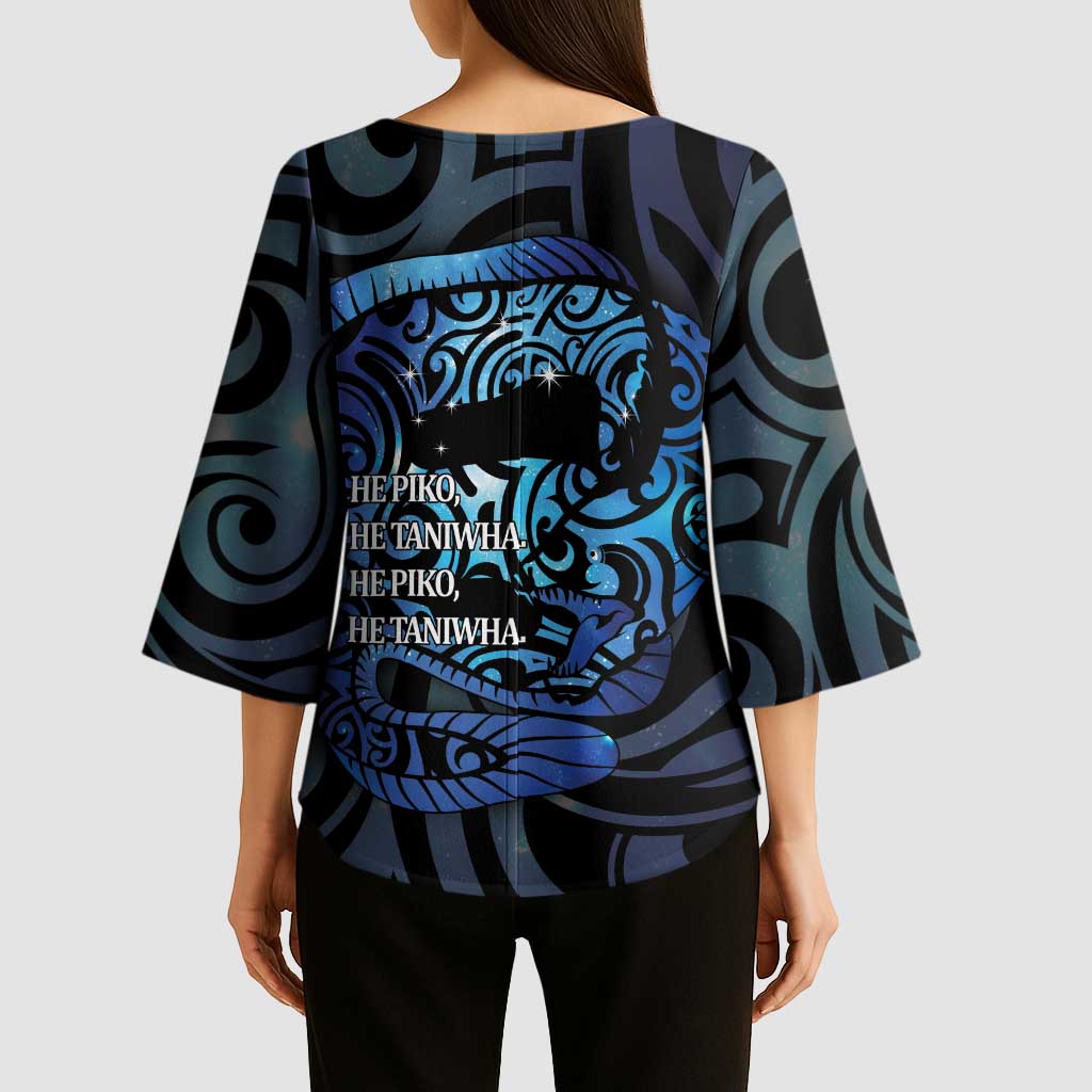 Tuna Eel New Zealand Matariki Kimono Sleeve Blouse He Piko He Taniwha Maori Pattern LT14 - Polynesian Pride