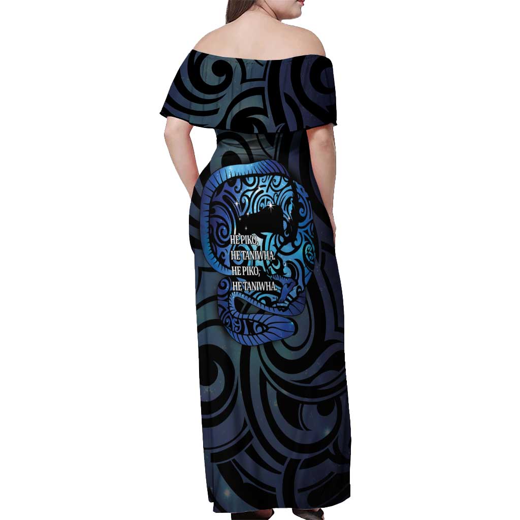 Tuna Eel New Zealand Matariki Off Shoulder Maxi Dress He Piko He Taniwha Maori Pattern