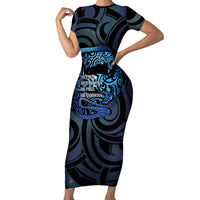 Tuna Eel New Zealand Matariki Short Sleeve Bodycon Dress He Piko He Taniwha Maori Pattern LT14 Long Dress Purple - Polynesian Pride