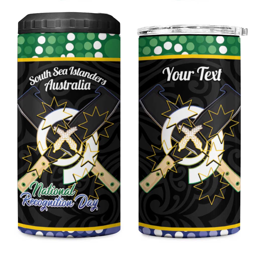Personalised South Sea Islanders National Recognition Day 4 in 1 Can Cooler Tumbler Australia Aboriginal Vanuatu Pig Tusk LT14 One Size: 16 oz Black - Polynesian Pride