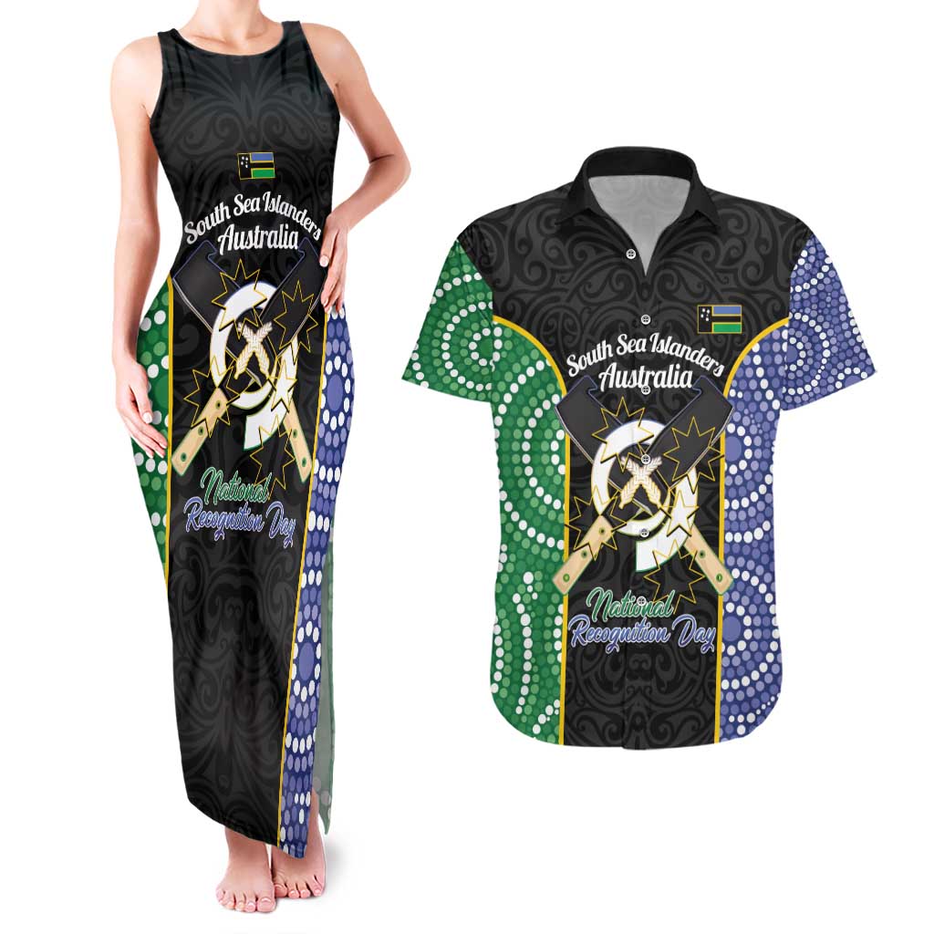 Personalised South Sea Islanders National Recognition Day Couples Matching Tank Maxi Dress and Hawaiian Shirt Australia Aboriginal Vanuatu Pig Tusk