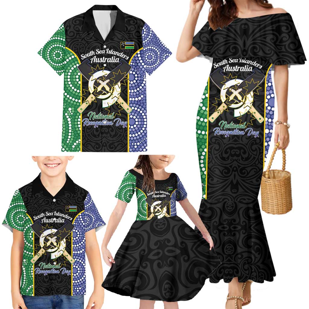 Personalised South Sea Islanders National Recognition Day Family Matching Mermaid Dress and Hawaiian Shirt Australia Aboriginal Vanuatu Pig Tusk