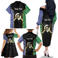 Personalised South Sea Islanders National Recognition Day Family Matching Off The Shoulder Long Sleeve Dress and Hawaiian Shirt Australia Aboriginal Vanuatu Pig Tusk
