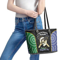 Personalised South Sea Islanders National Recognition Day Leather Tote Bag Australia Aboriginal Vanuatu Pig Tusk