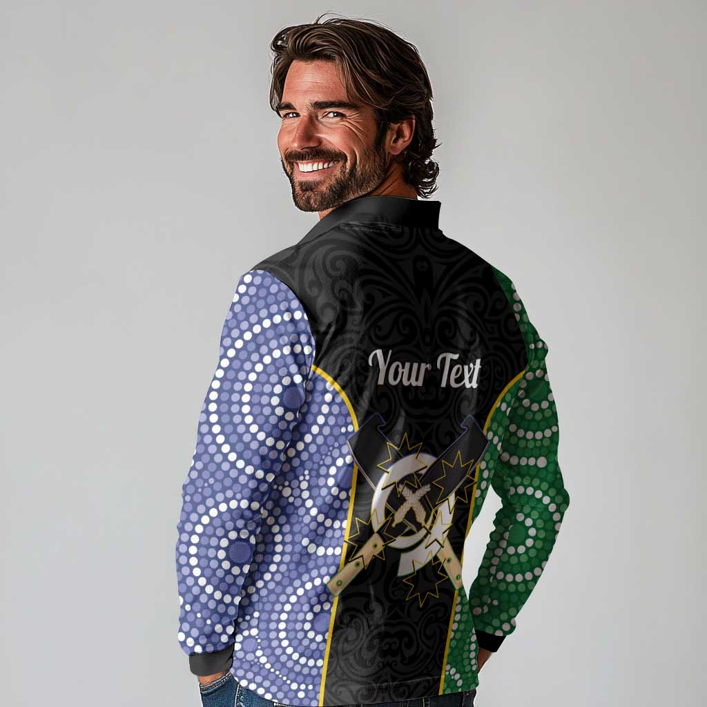 Personalised South Sea Islanders National Recognition Day Long Sleeve Polo Shirt Australia Aboriginal Vanuatu Pig Tusk LT14 - Polynesian Pride