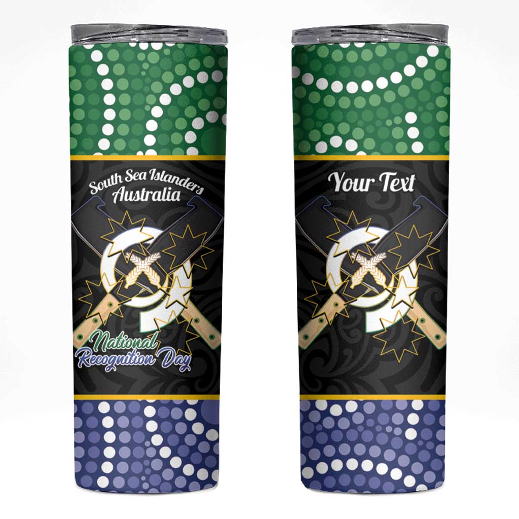 Personalised South Sea Islanders National Recognition Day Skinny Tumbler Australia Aboriginal Vanuatu Pig Tusk LT14 Black - Polynesian Pride
