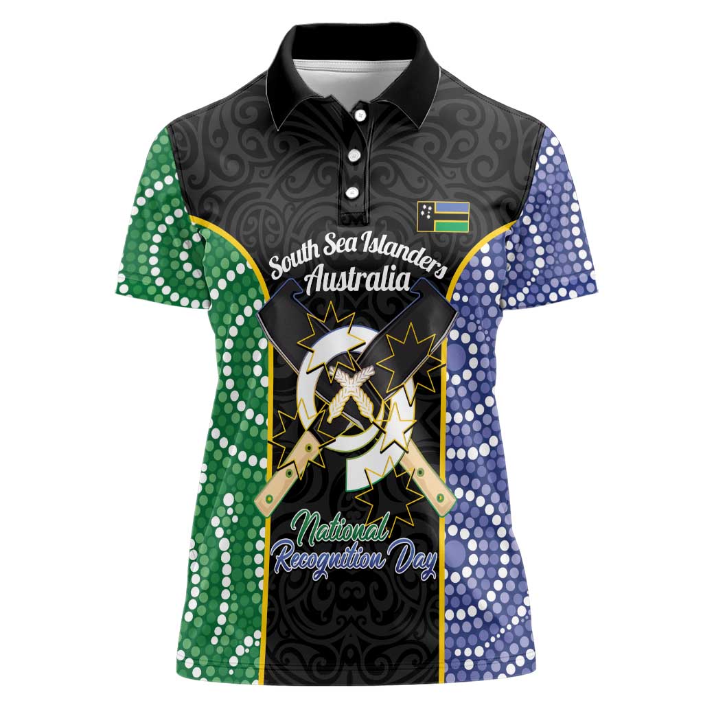 Personalised South Sea Islanders National Recognition Day Women Polo Shirt Australia Aboriginal Vanuatu Pig Tusk