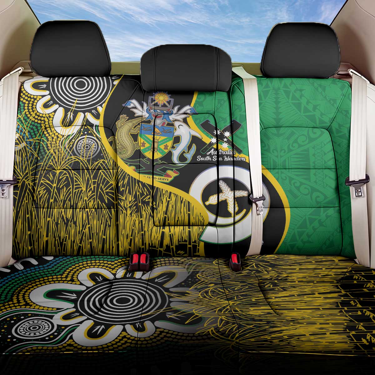 Australian South Sea Islanders National Recognition Day Back Car Seat Cover Solomon Islands And Vanuatu Culture LT14 One Size Black - Polynesian Pride