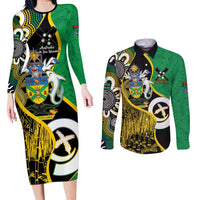 Australian South Sea Islanders National Recognition Day Couples Matching Long Sleeve Bodycon Dress and Long Sleeve Button Shirt Solomon Islands And Vanuatu Culture LT14 Black - Polynesian Pride