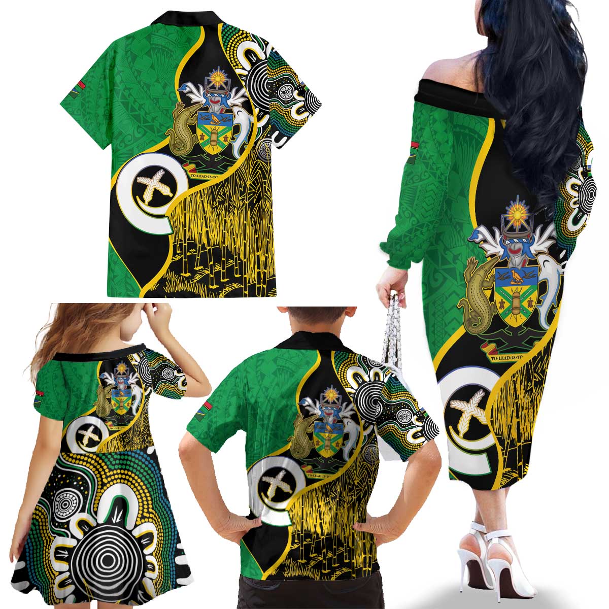 Australian South Sea Islanders National Recognition Day Family Matching Off The Shoulder Long Sleeve Dress and Hawaiian Shirt Solomon Islands And Vanuatu Culture