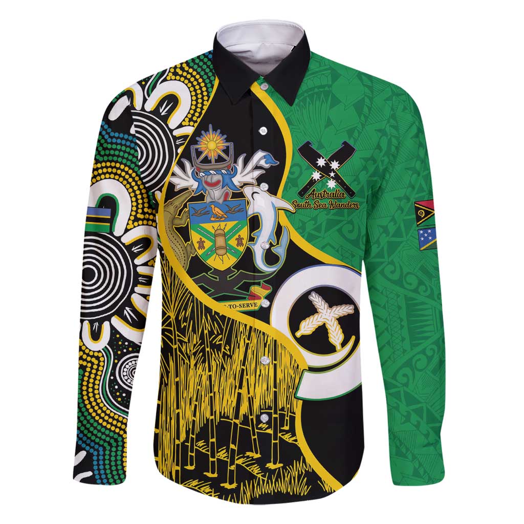 Australian South Sea Islanders National Recognition Day Family Matching Summer Maxi Dress and Hawaiian Shirt Solomon Islands And Vanuatu Culture LT14 Dad's Shirt - Long Sleeve Black - Polynesian Pride